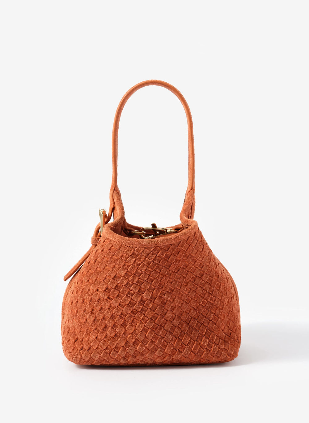 Lola Orange Suede Woven Bucket Bag