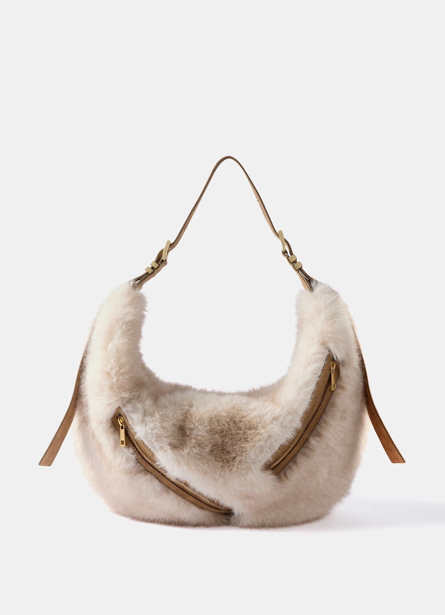 Luna Neutral Faux Fur Hobo Bag – Mint Velvet