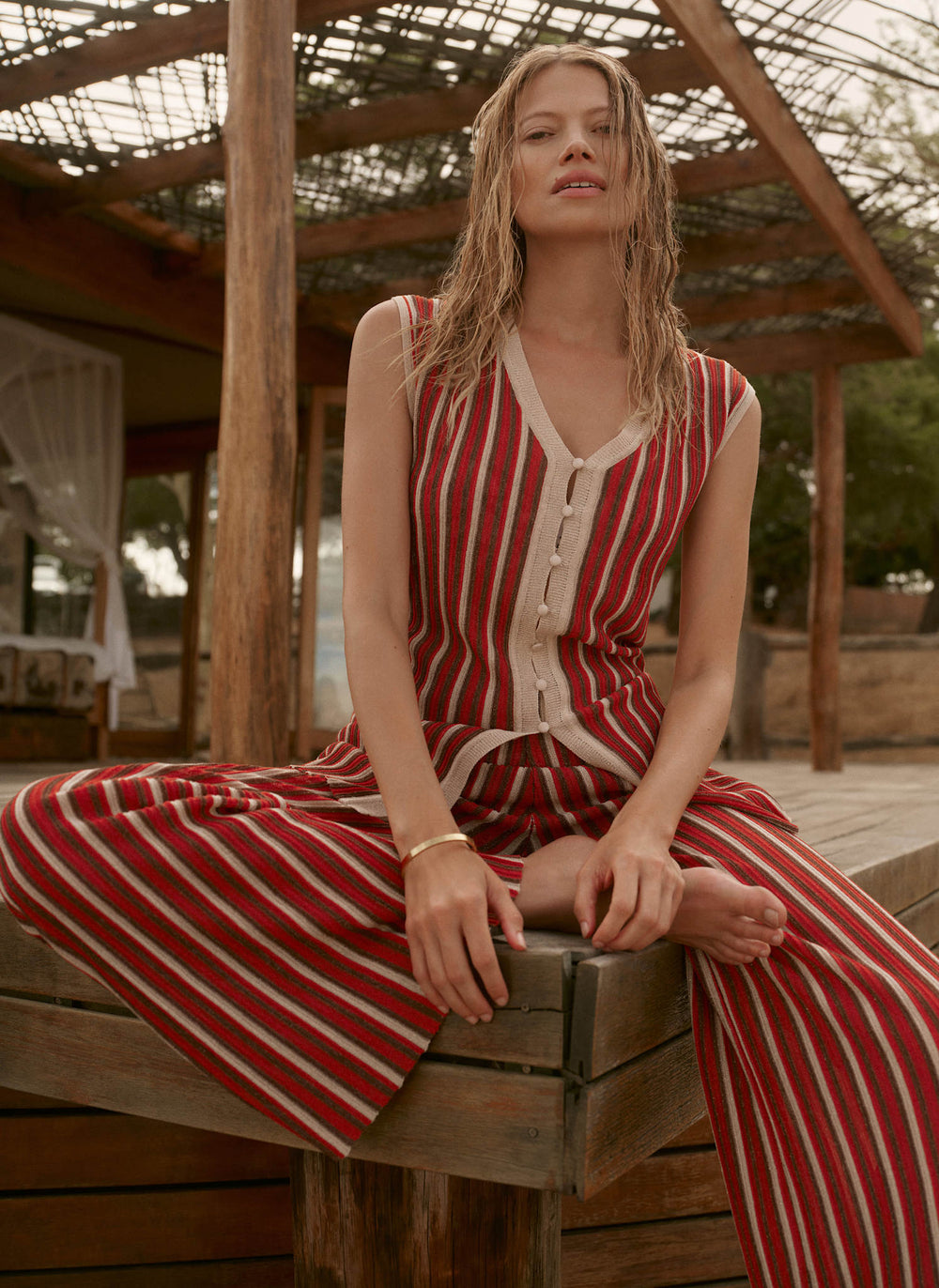 Red Striped Knit Top