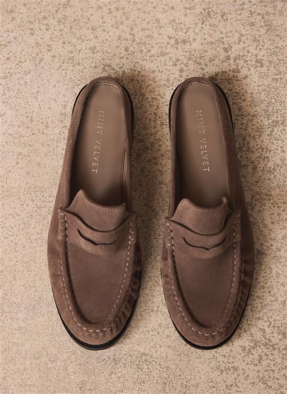 Lyla Grey Suede Backless Loafers