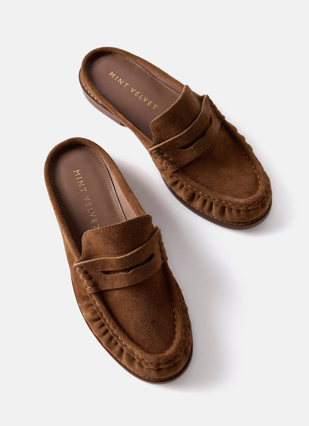 Lyla Tan Suede Backless Loafers