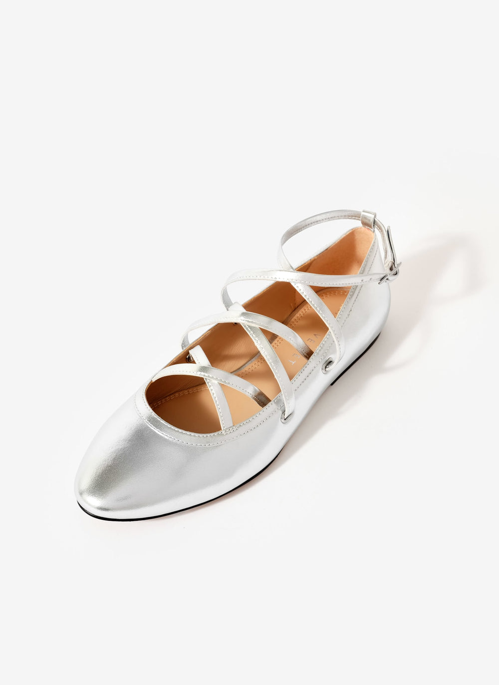 Lyra Silver Leather Lace Up Ballet Pumps