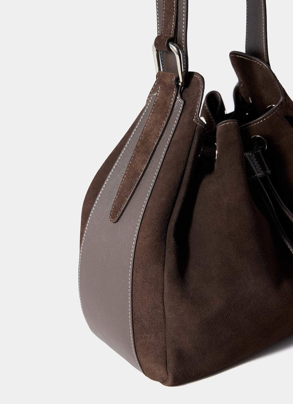 Mabel Brown Suede Bucket Bag