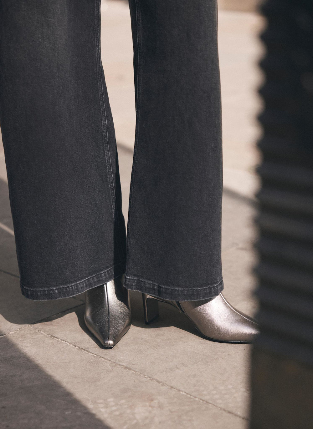 Macy Metallic Heeled Leather Ankle Boots