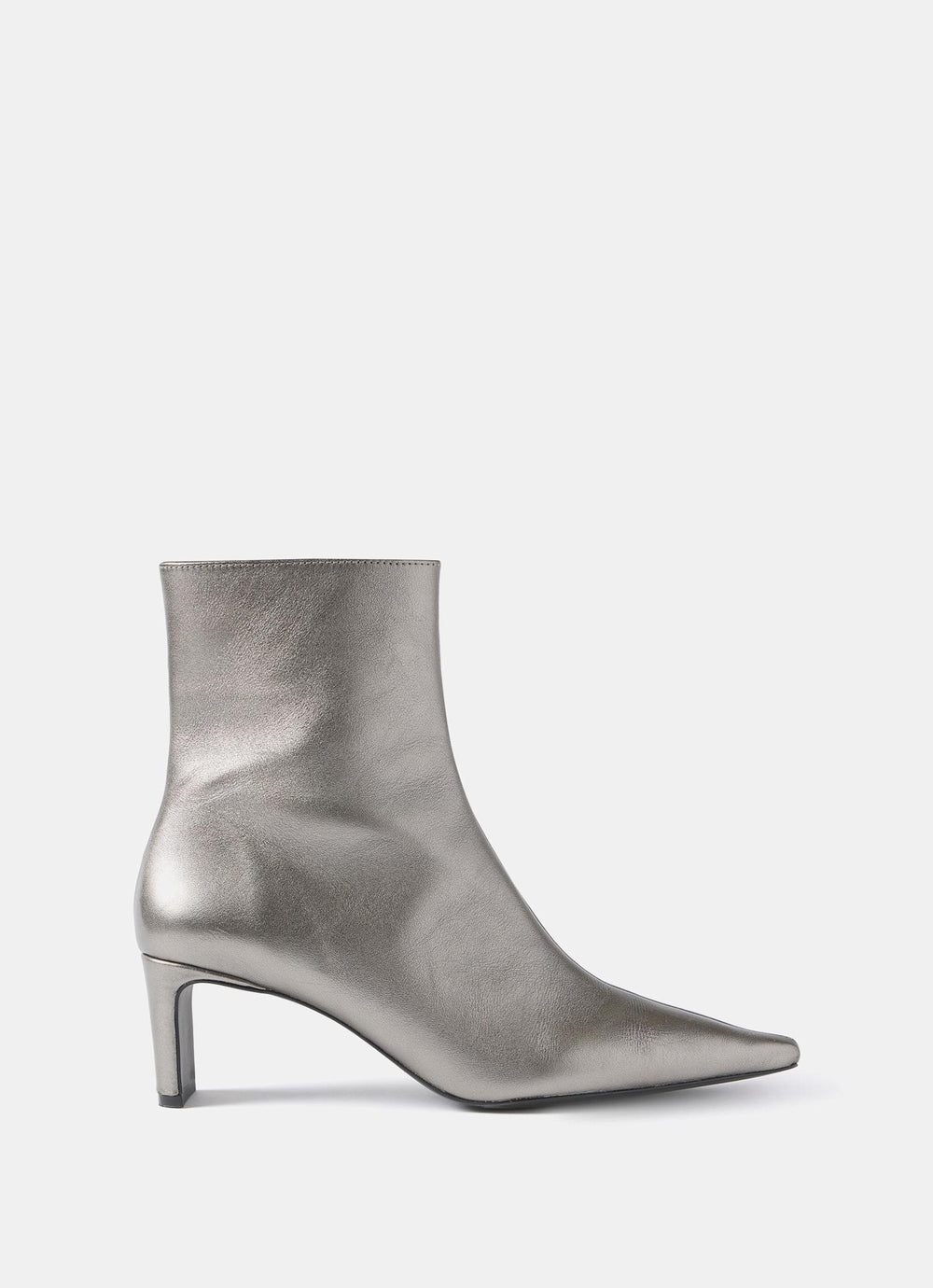Macy Metallic Heeled Leather Ankle Boots
