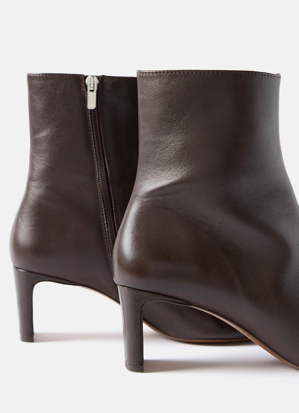 Macy Brown Heeled Leather Ankle Boots