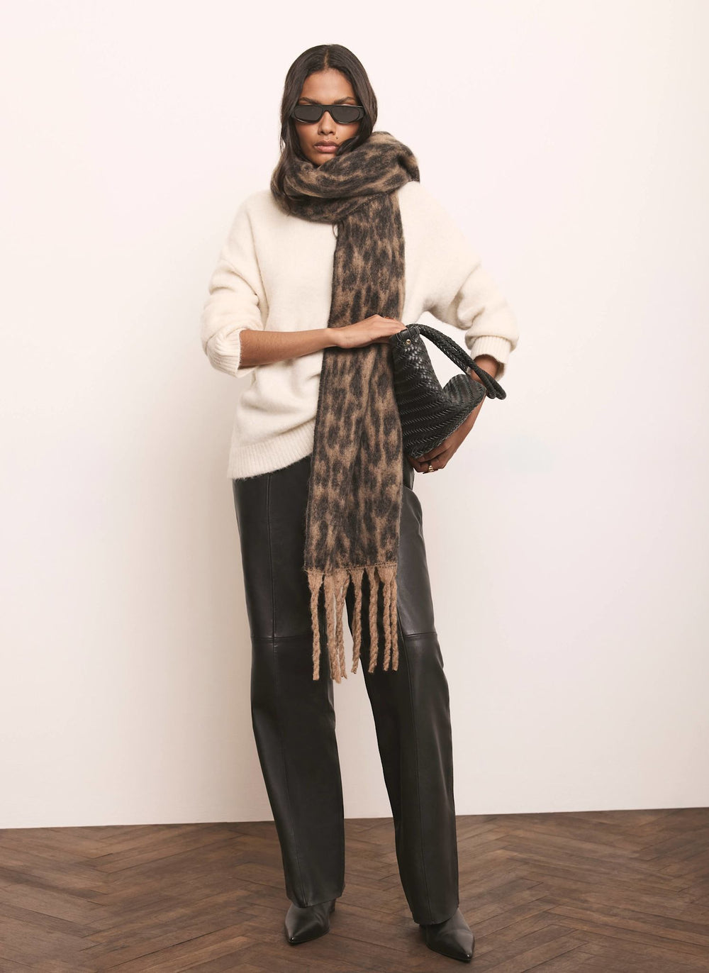 Leopard Print Brushed Scarf