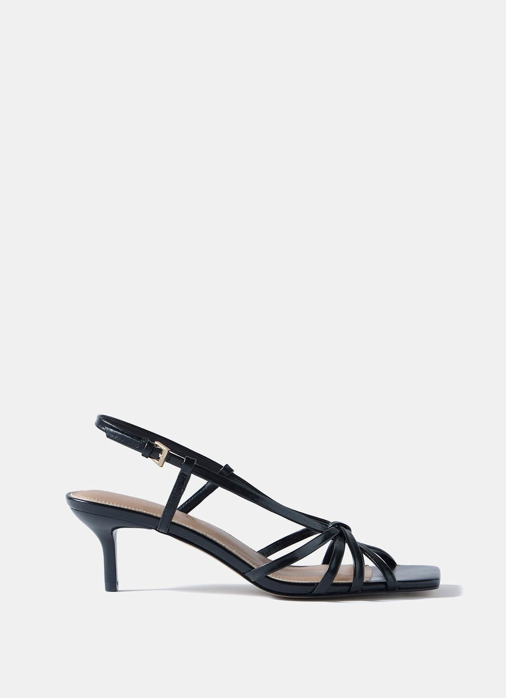Marcie Black Leather Strappy Heels