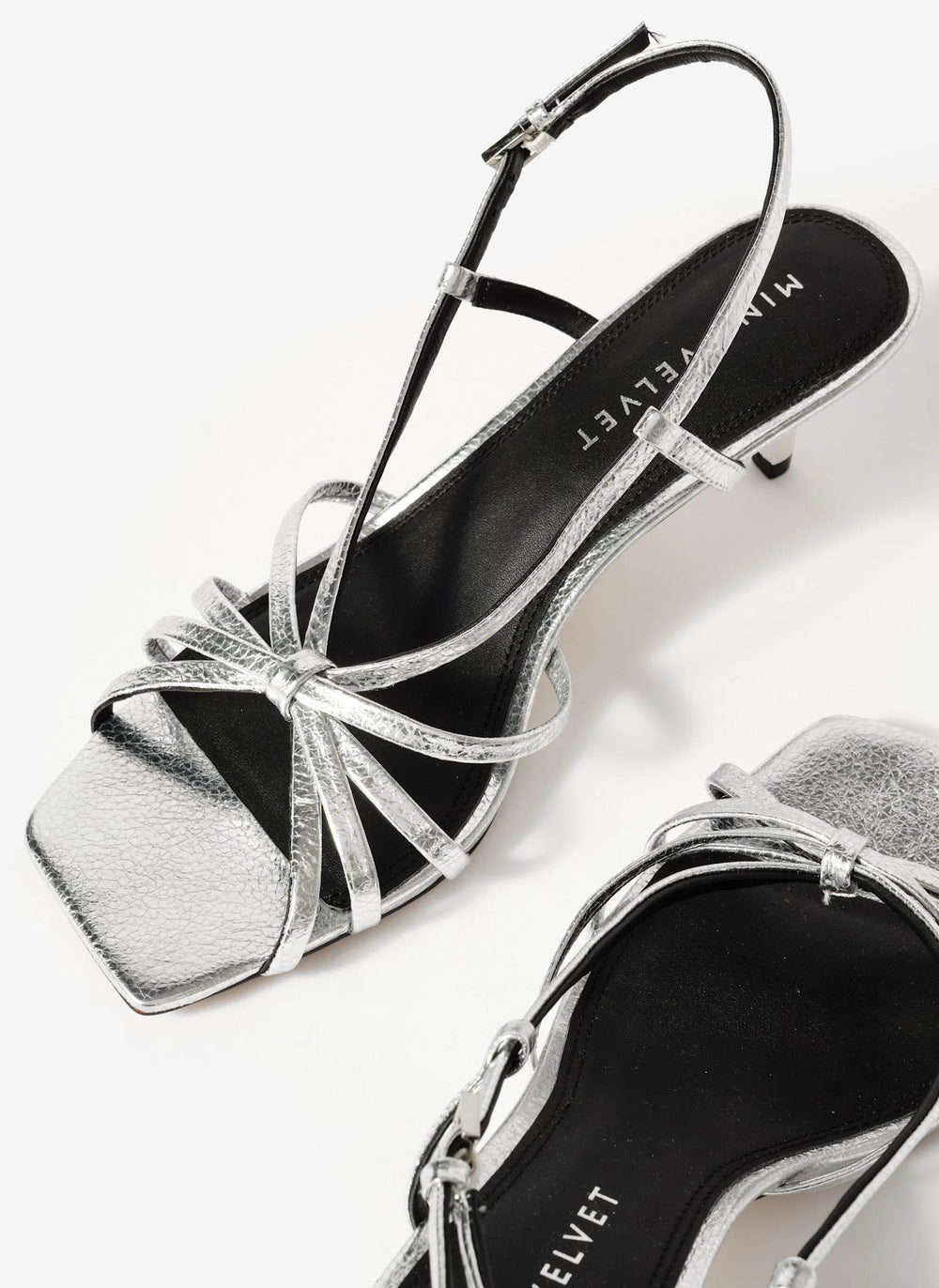 Marcie Silver Leather Strappy Heels
