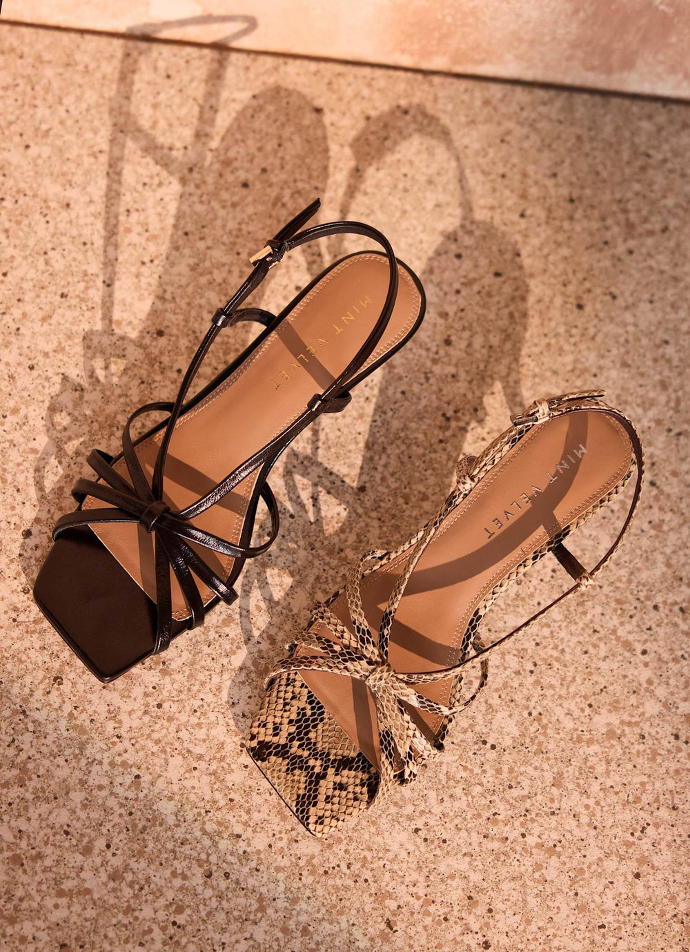 Marcie Snake Print Strappy Kitten Heels
