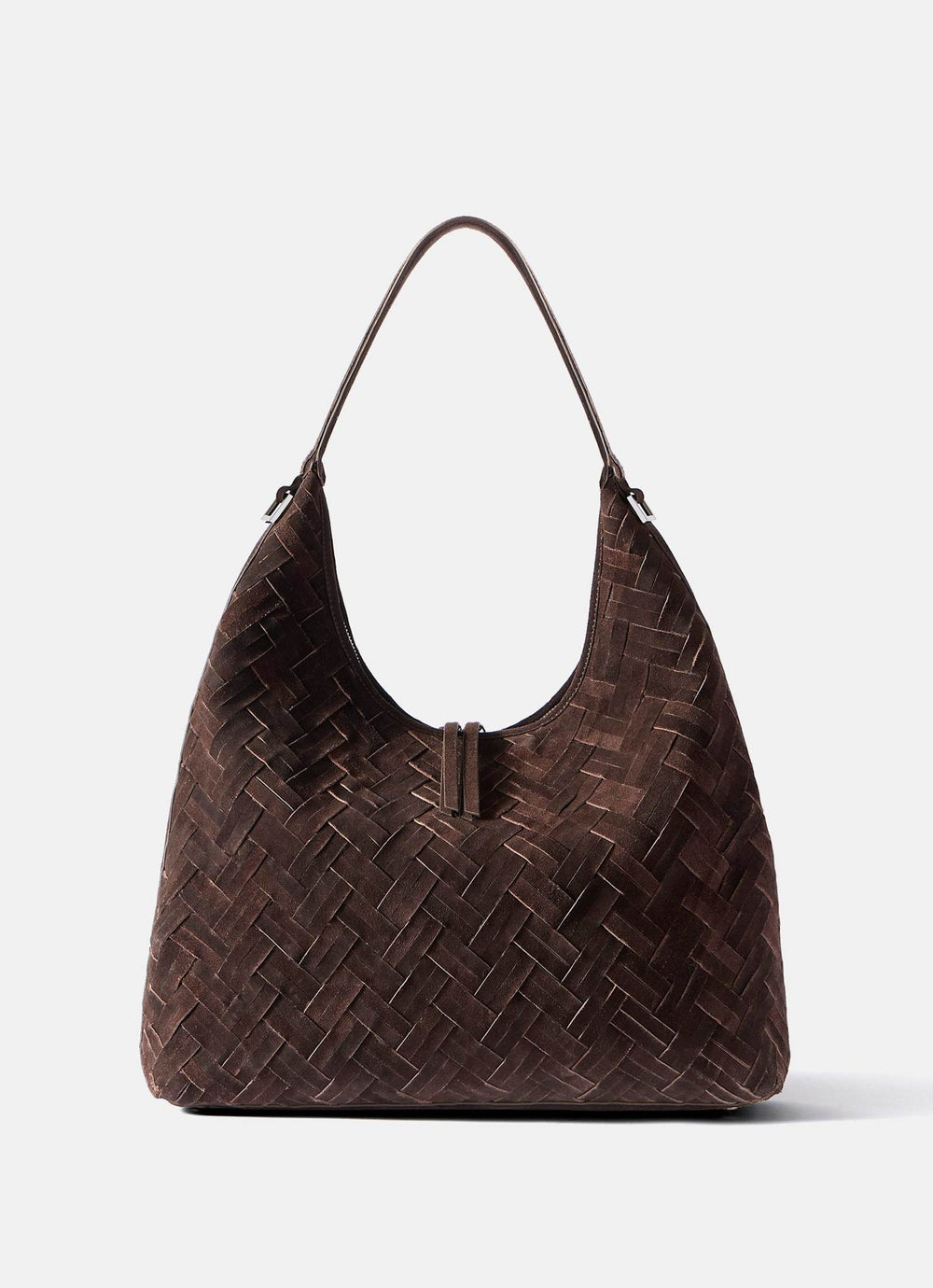 May Brown Woven Suede Shoulder Bag
