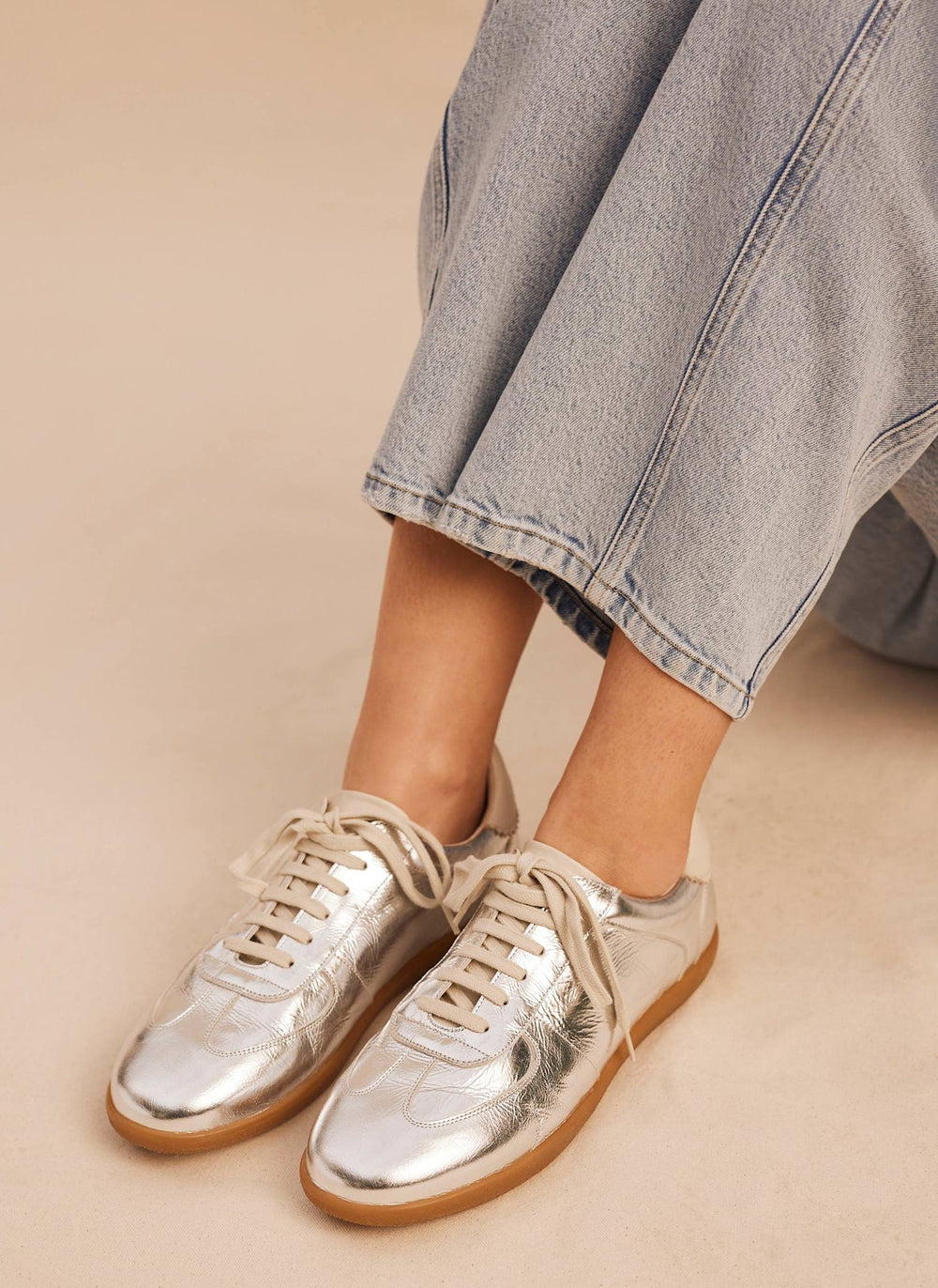 Mia Silver Leather Trainer