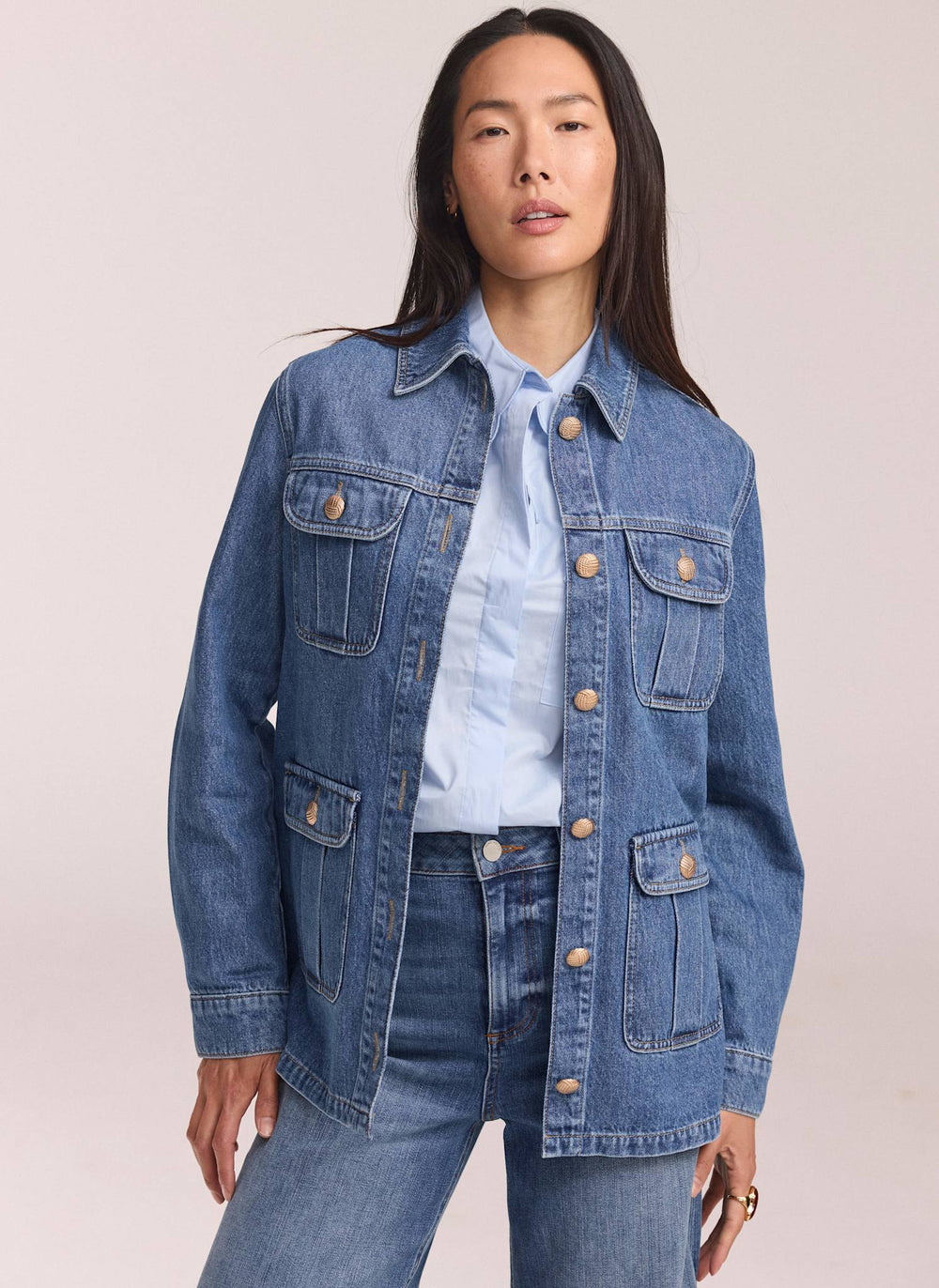 Mid Indigo Denim Shacket