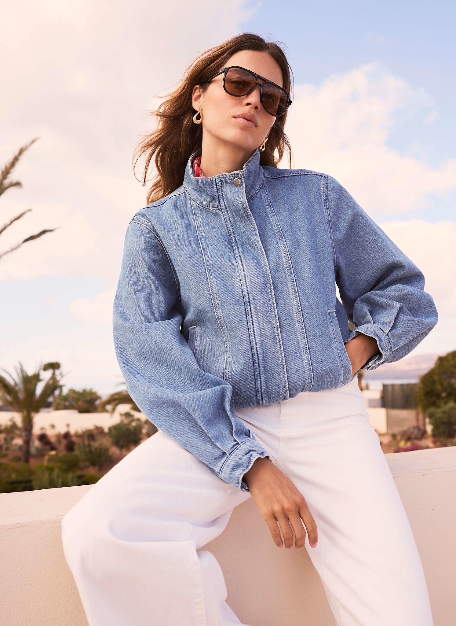 Mid Indigo Denim Bomber Jacket – Mint Velvet