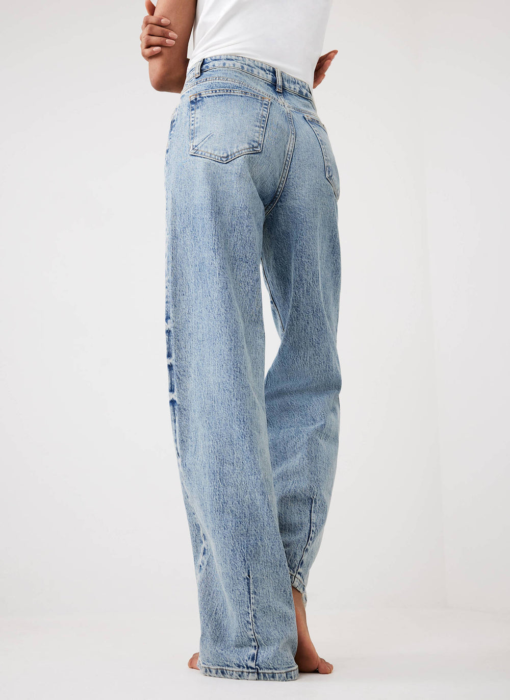 Mid Indigo High Rise Wide Jeans