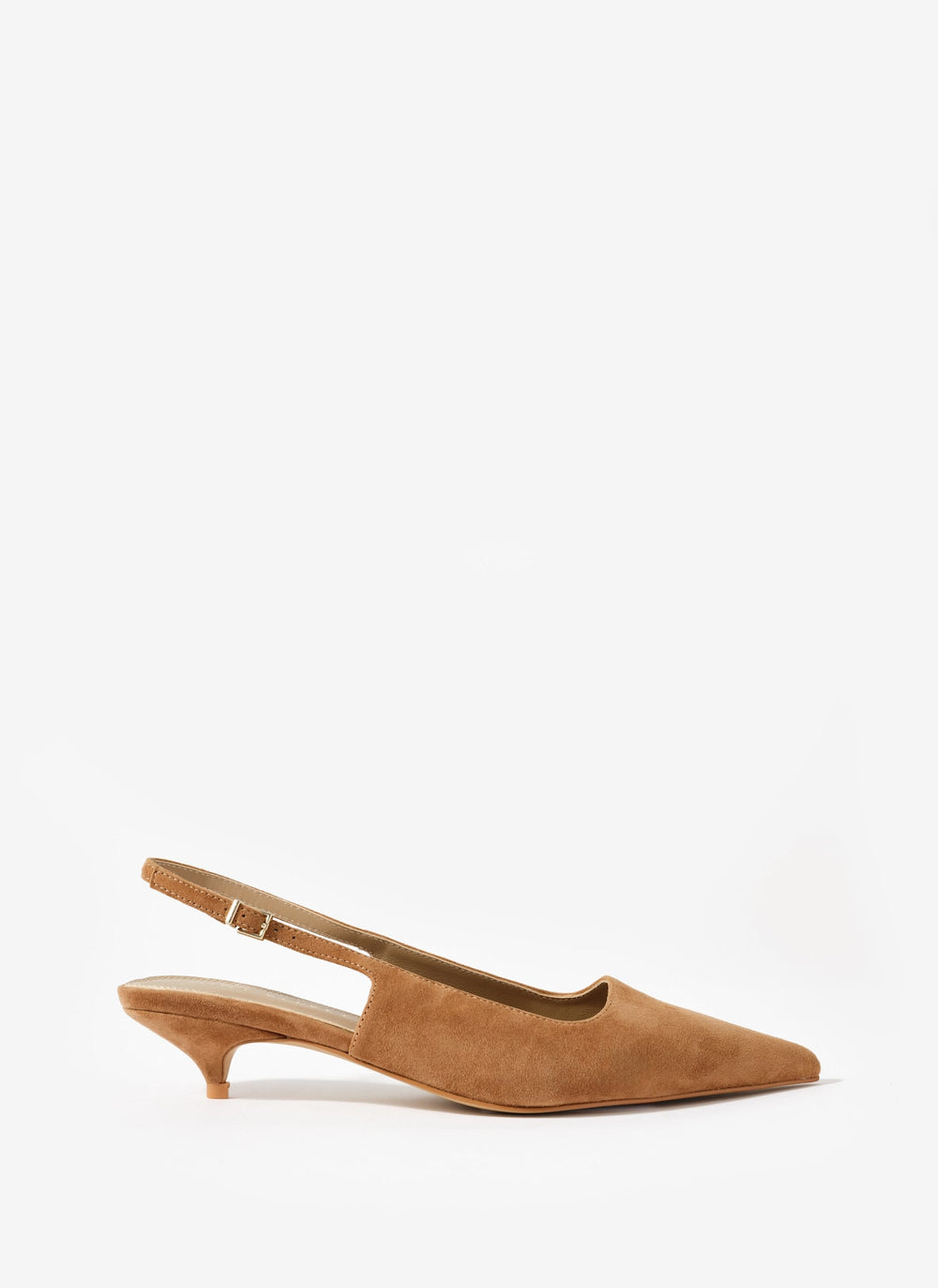 Mila Tan Suede Slingback Kitten Heels