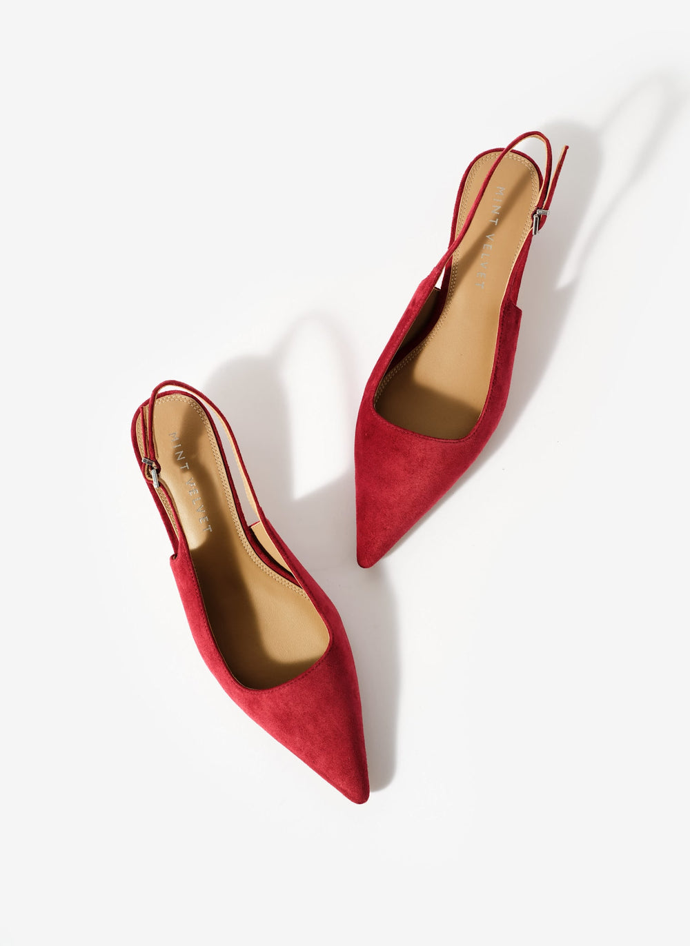 Mila Red Suede Slingback Kitten Heels