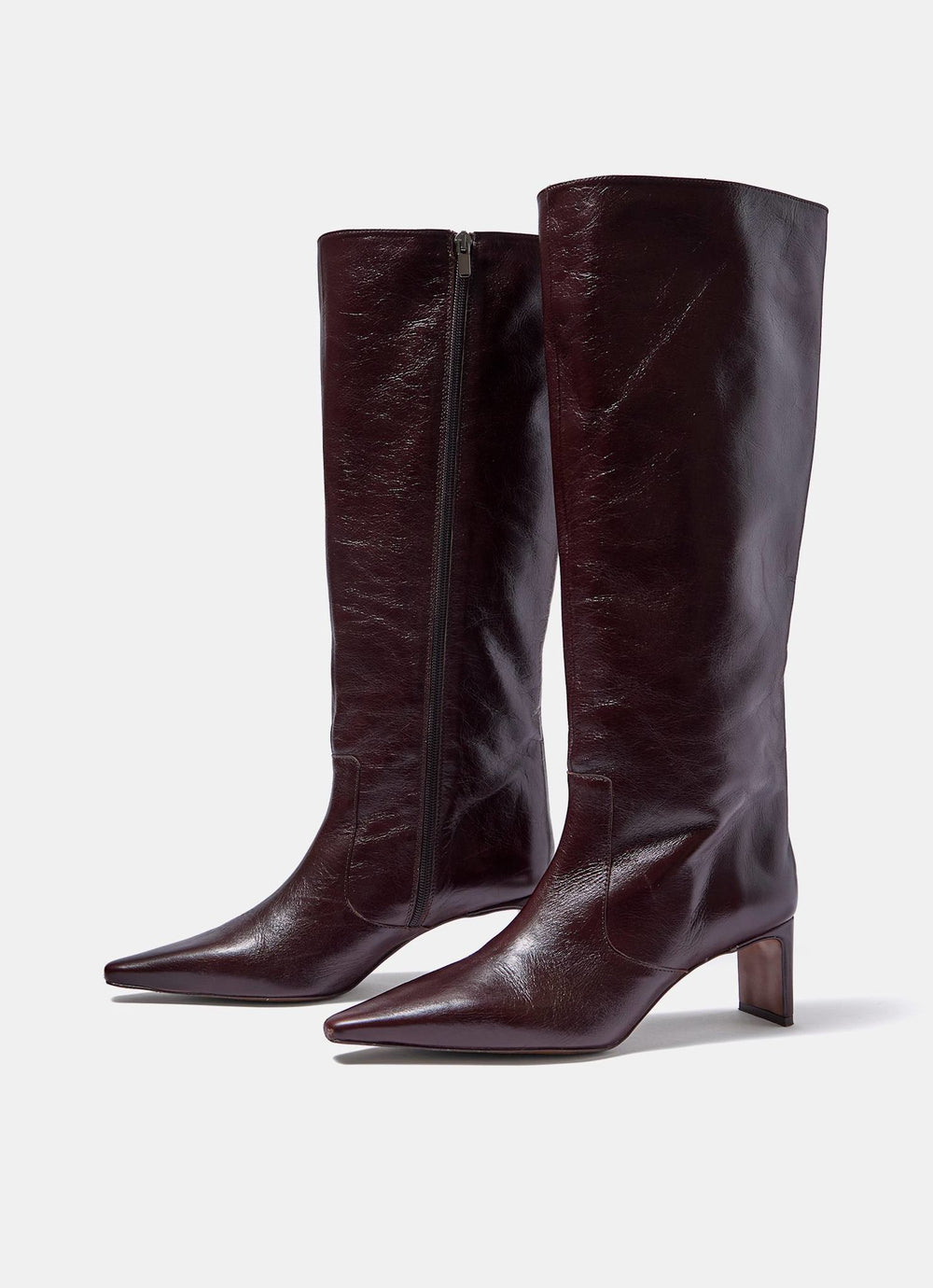 Miley Burgundy Leather Knee High Boots