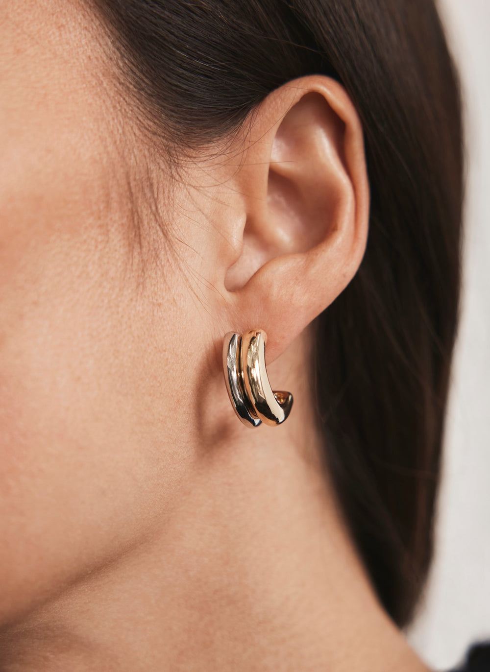 Mixed Metal Curve Earrings