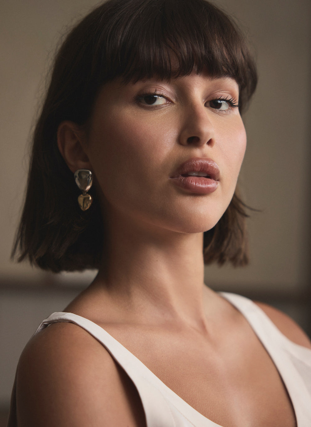 Mixed Metal Drop Earrings