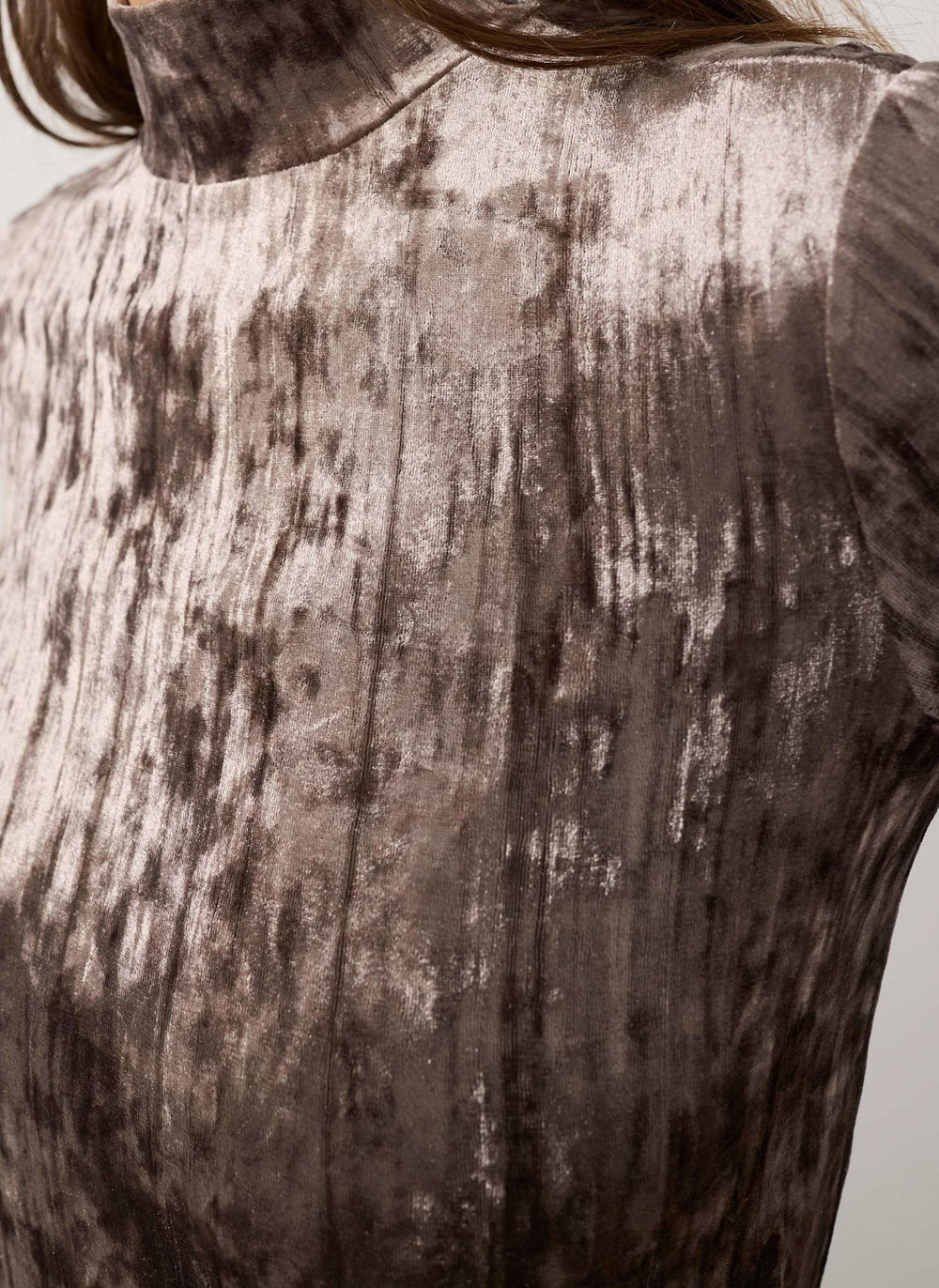 Brown Velvet High Neck Top