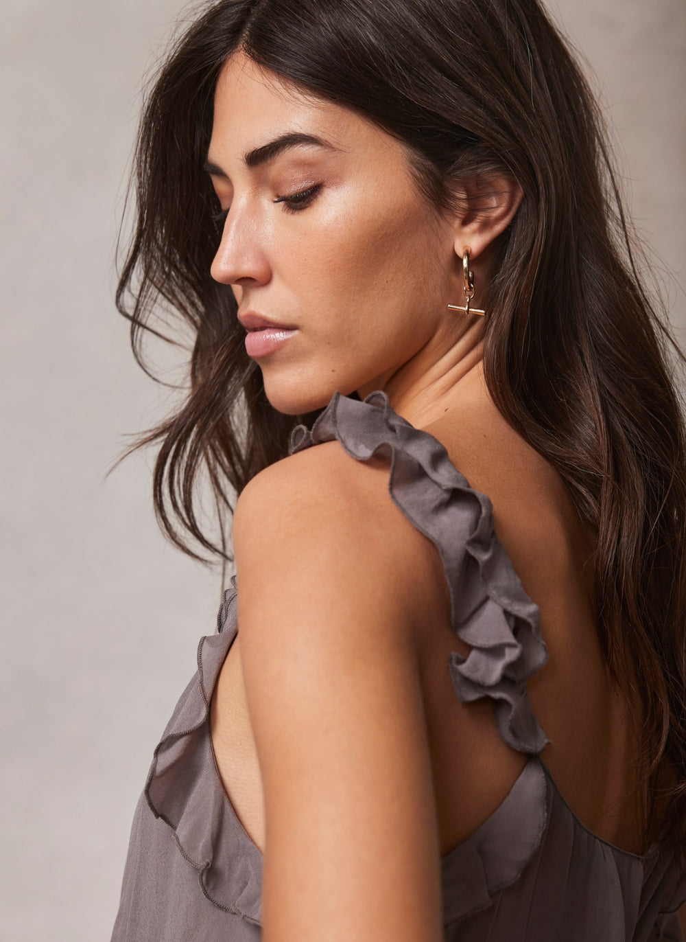 Brown Ruffle Cami Top