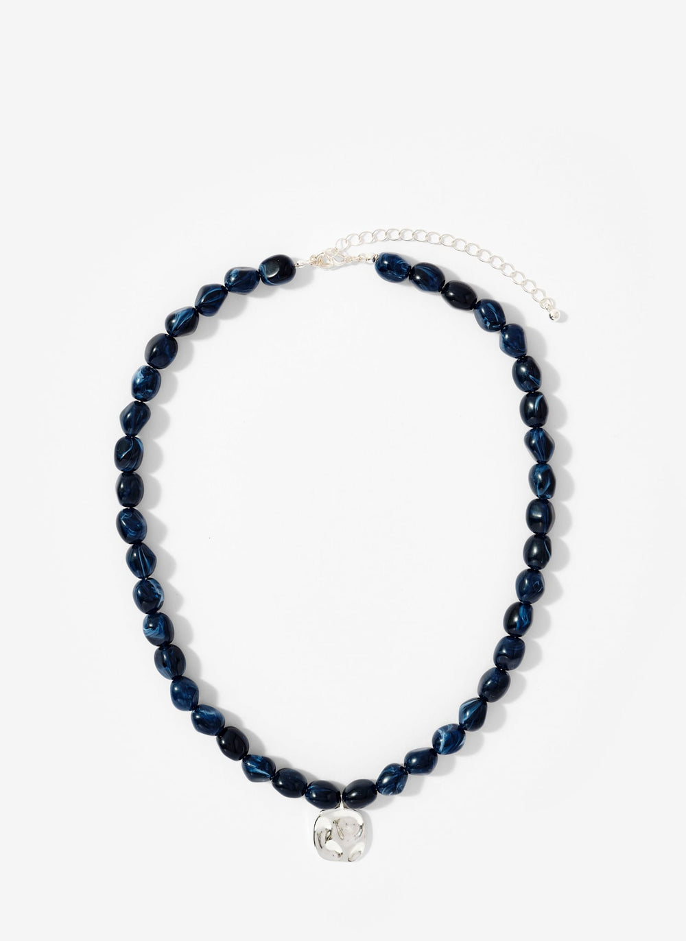 Navy Beaded Charm Necklace