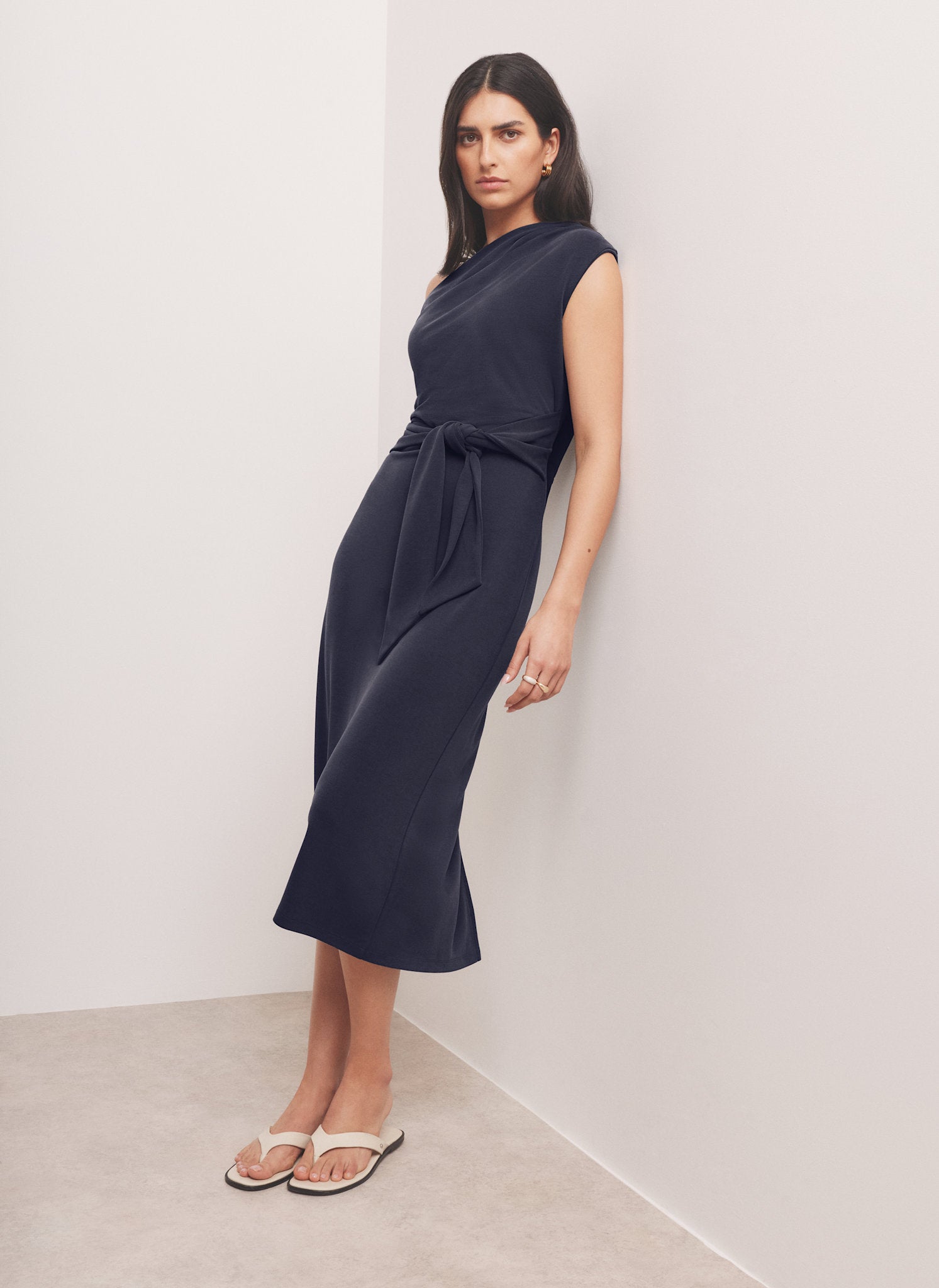 mint velvet navy metallic midi dress Navy Tie Detail Midi Dress – Mint Velvet