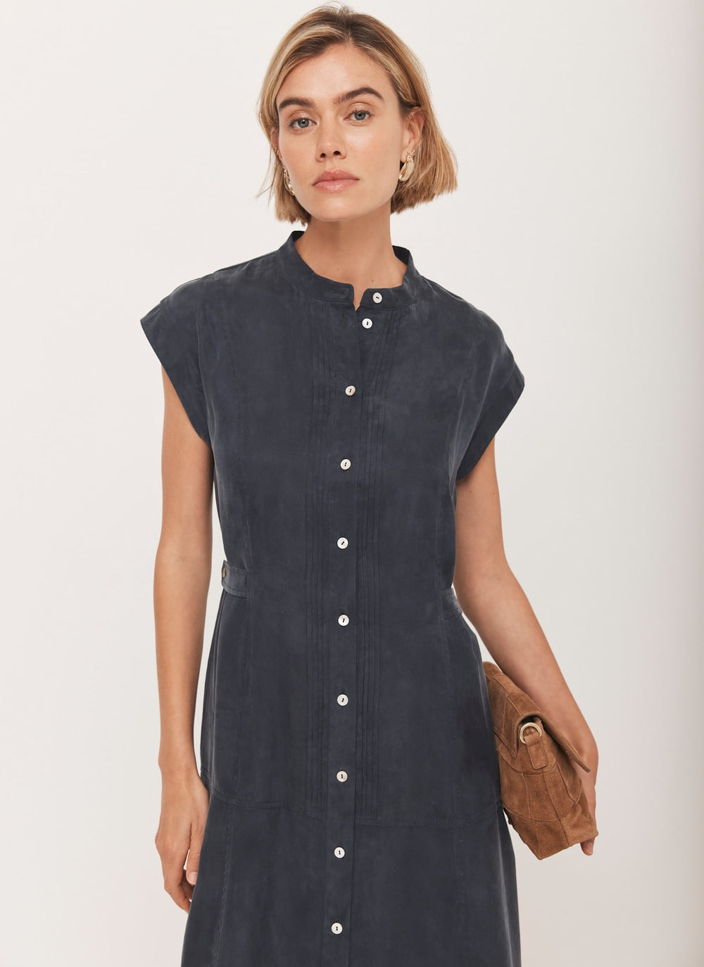Navy Utility Midi Dress
