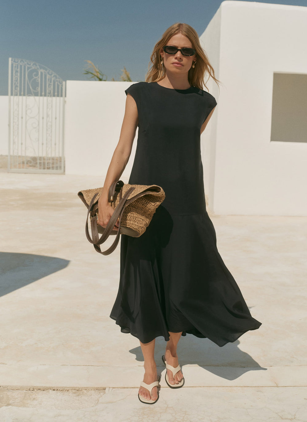 Navy Full Hem Midi Dress