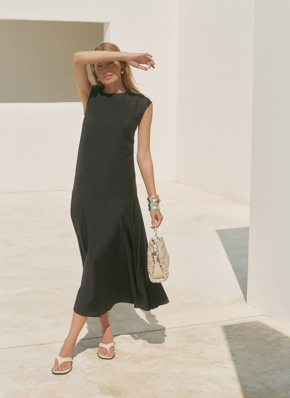 Navy Full Hem Midi Dress