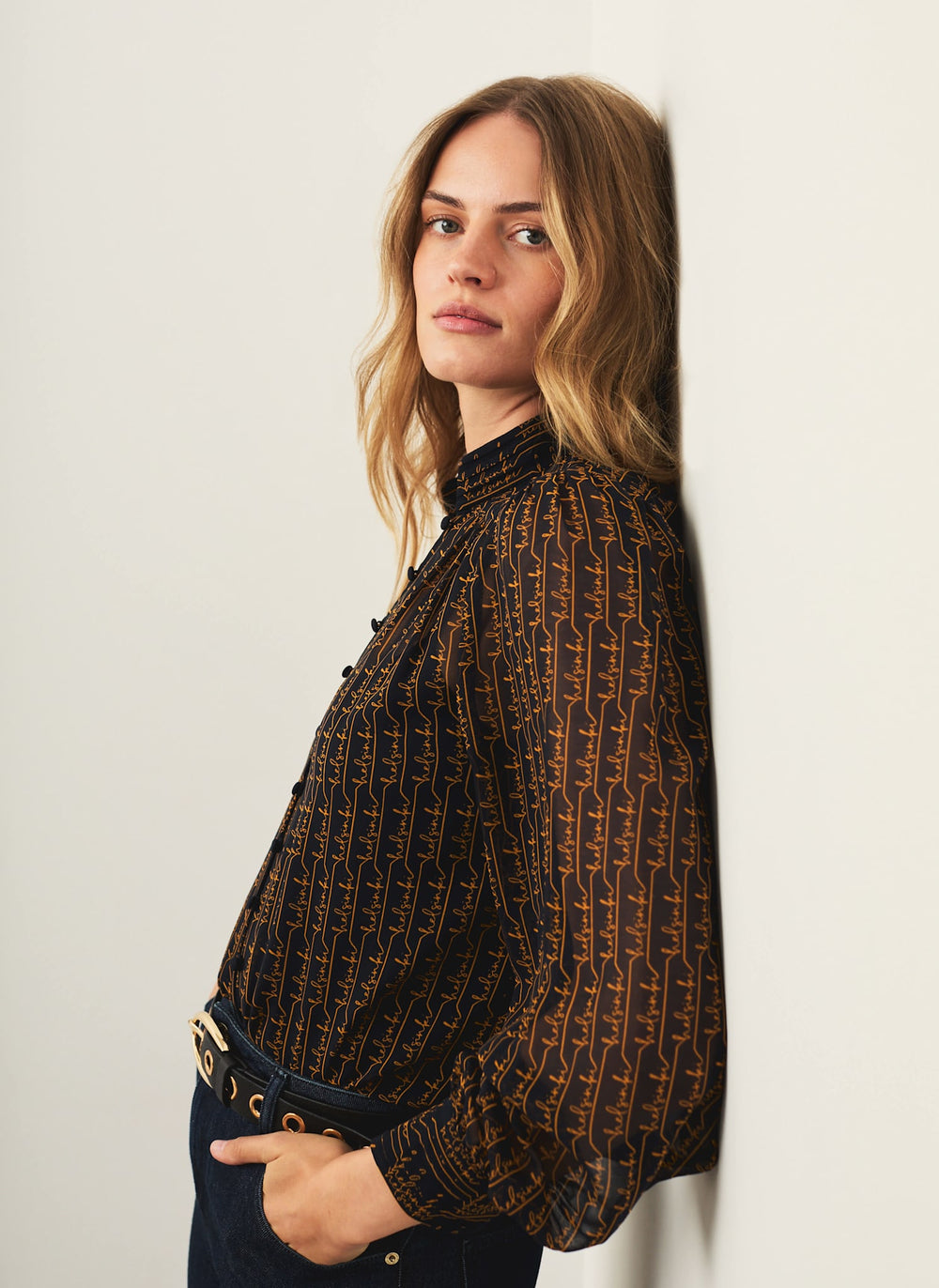 Navy Helsinki Print Blouse