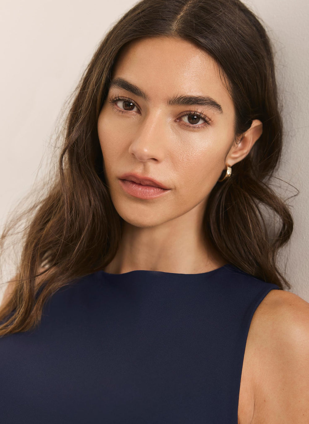Navy High Neck Layering Vest