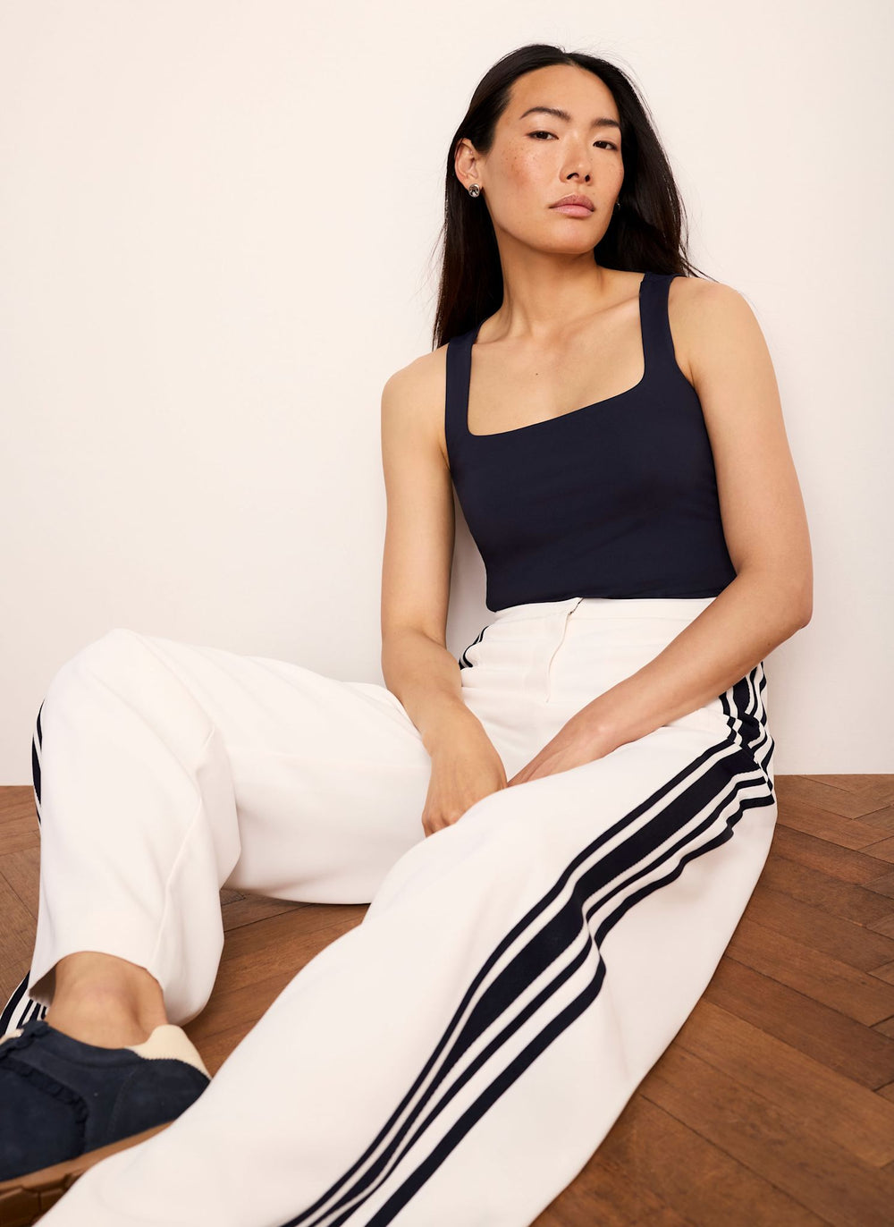 Navy Scoop Neck Layering Vest Top