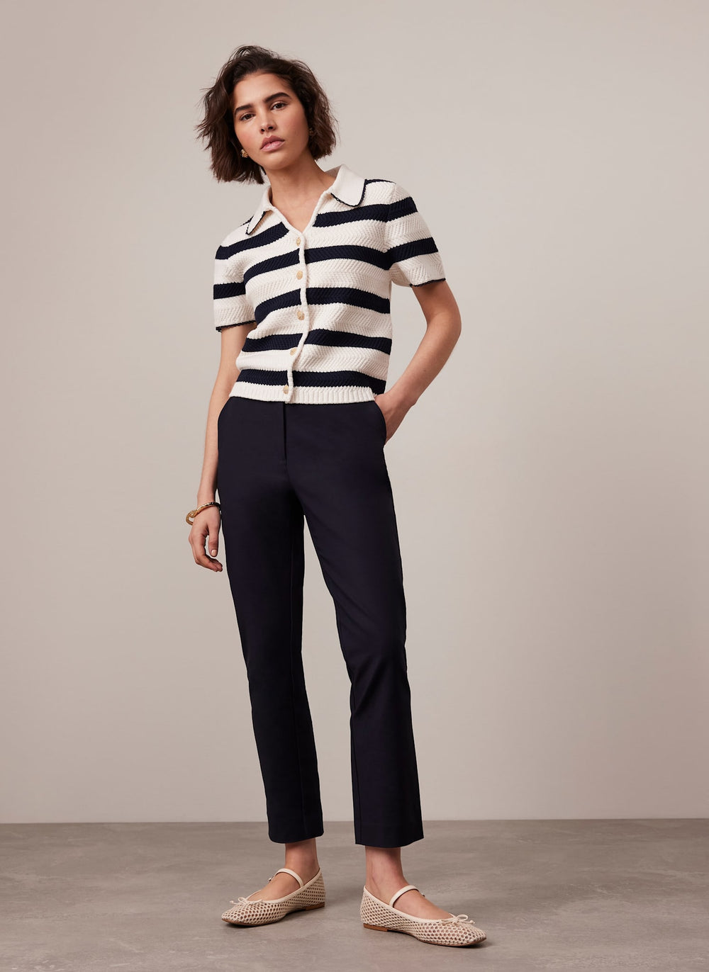 Navy Capri Trousers