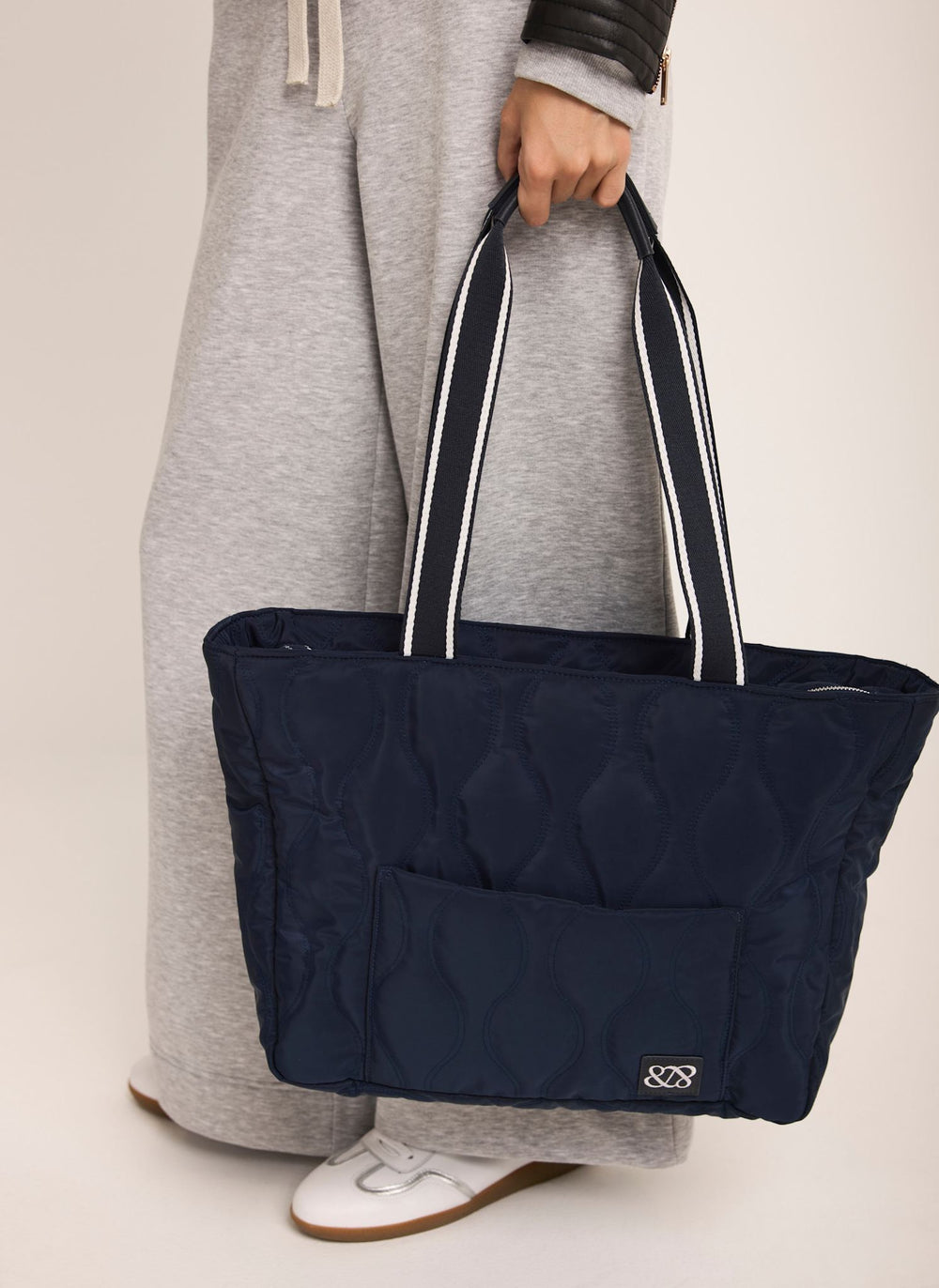 Jamie Navy Quilted Tote Bag