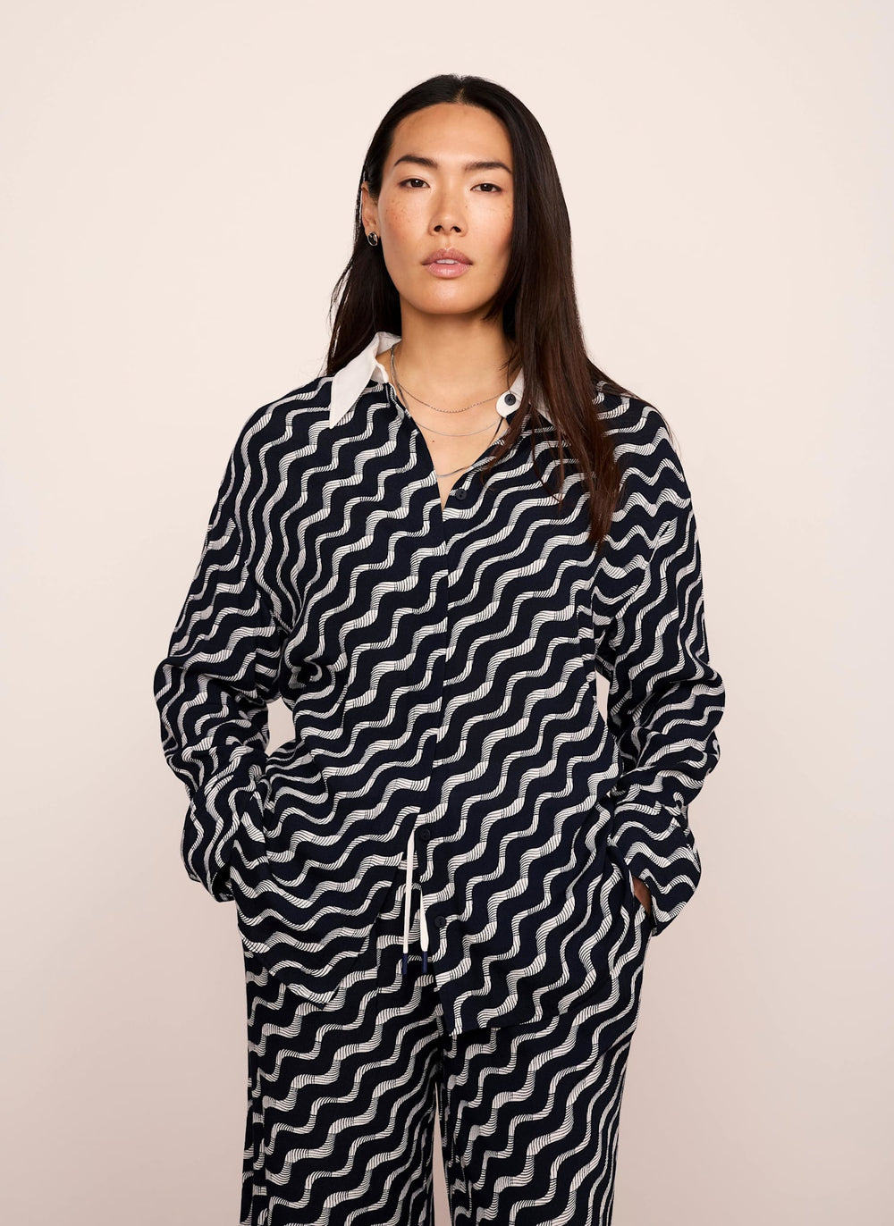 Navy Abstract Print Shirt