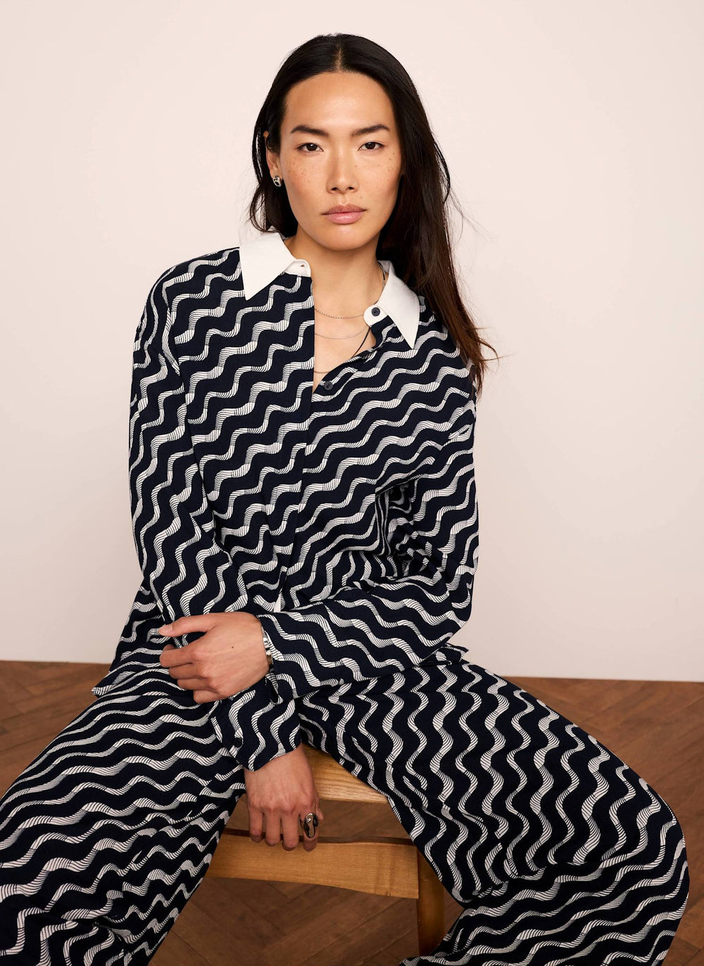 Navy Abstract Print Shirt
