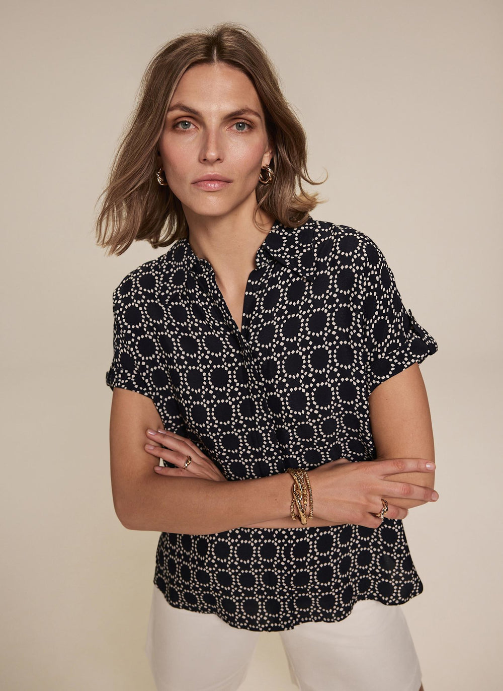 Navy Abstract Print Resort Shirt