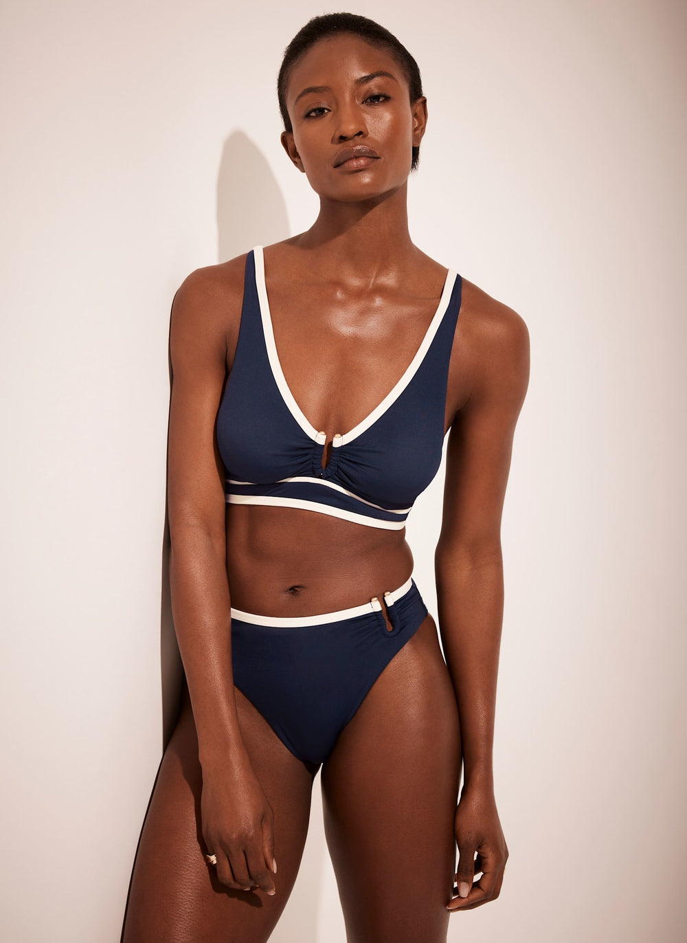 Navy Tipped Bikini Top