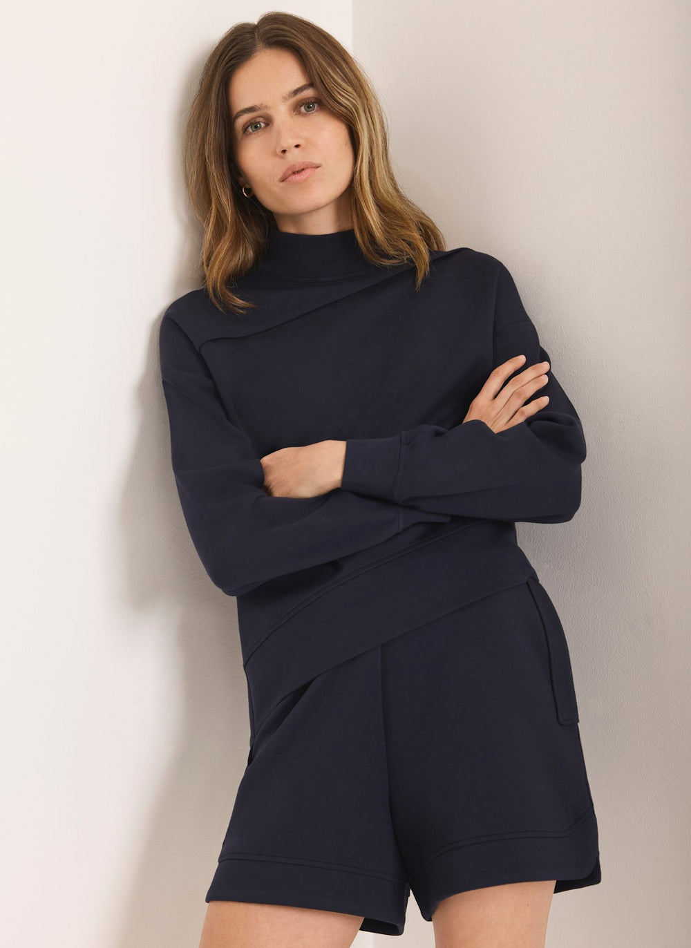 Navy Super Soft Asymmetric Detail Sweatshirt
