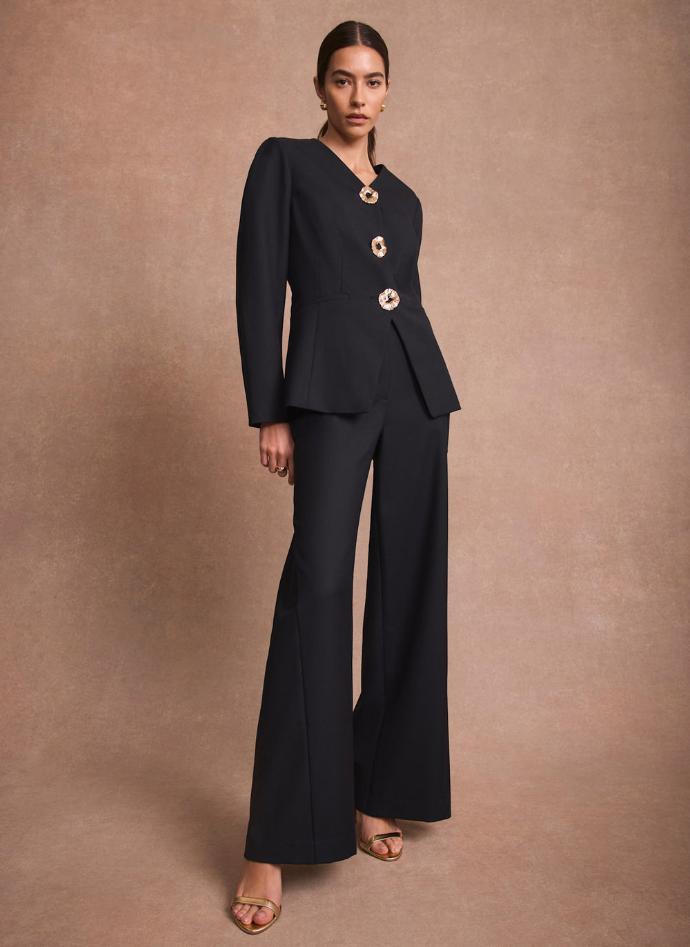 Navy Statement Button Sculpted Jacket