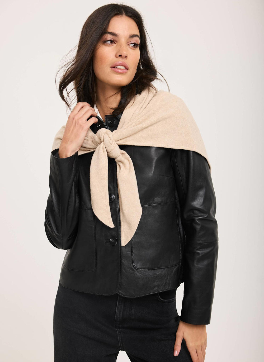 Neutral Triangle Knit Scarf