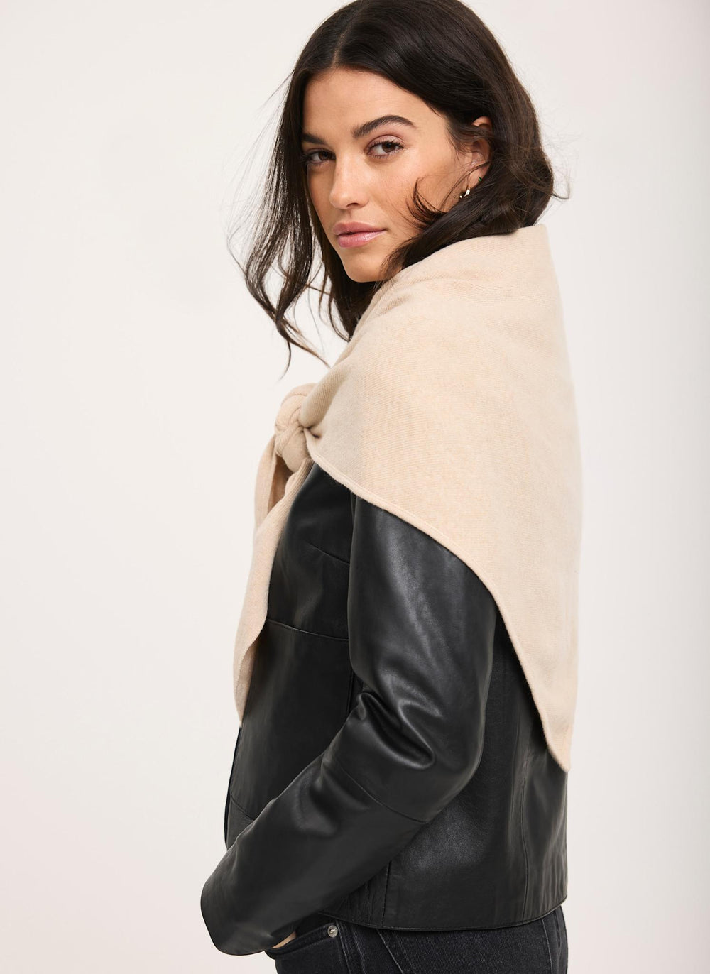Neutral Triangle Knit Scarf