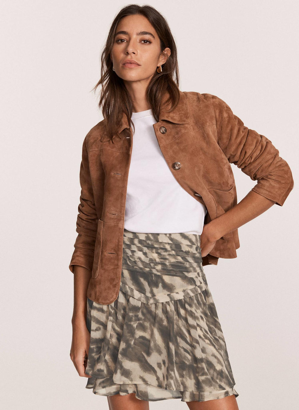 Neutral Animal Print Mini Skirt