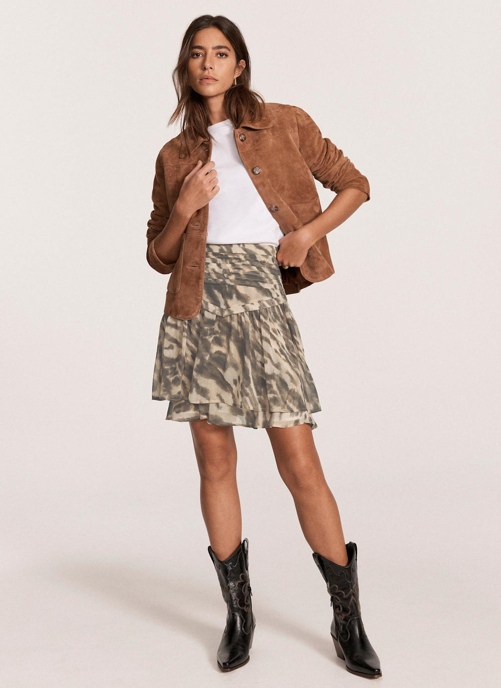 Neutral Animal Print Mini Skirt