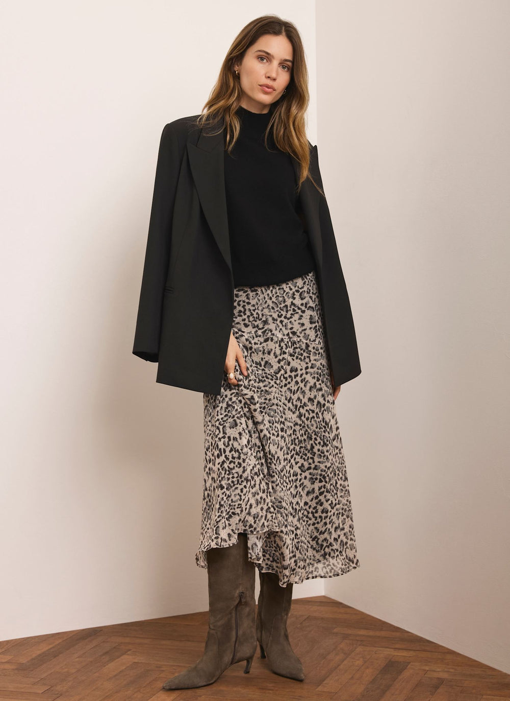 Leopard Print Midi Skirt