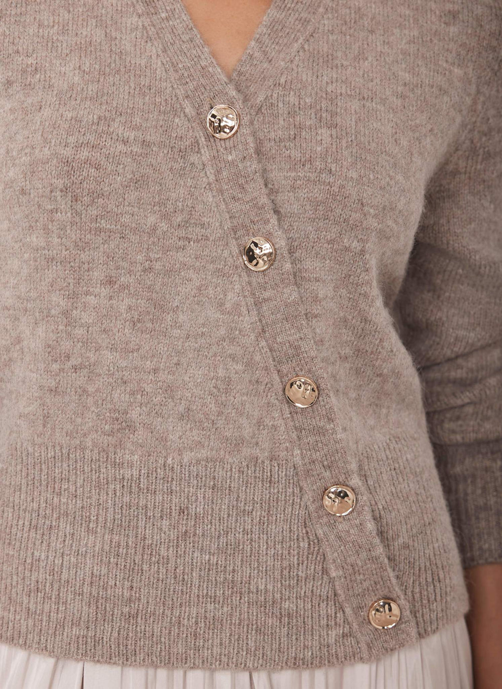 Neutral Asymmetric Detail Cardigan