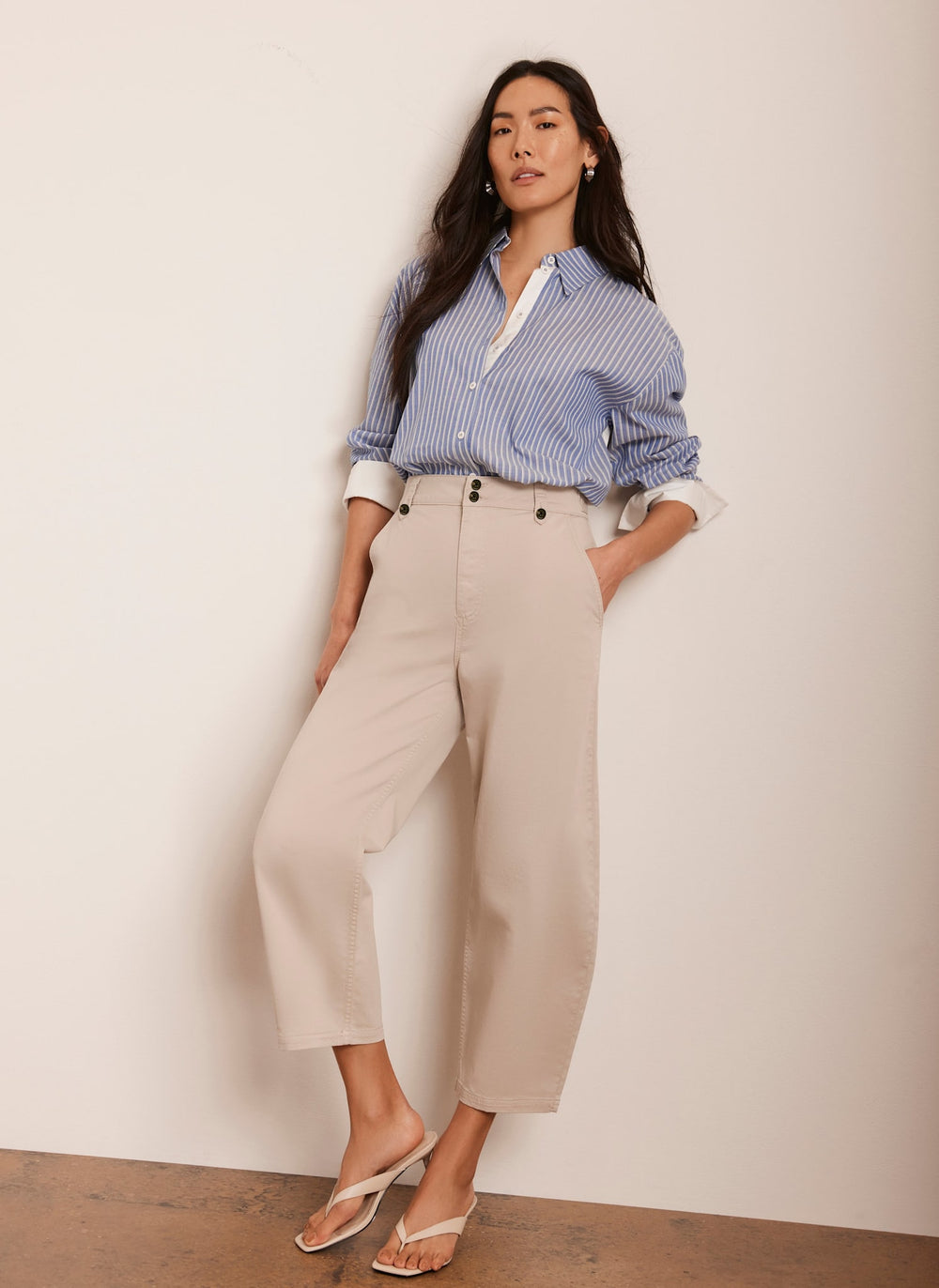 Neutral Barrel Chino Trousers