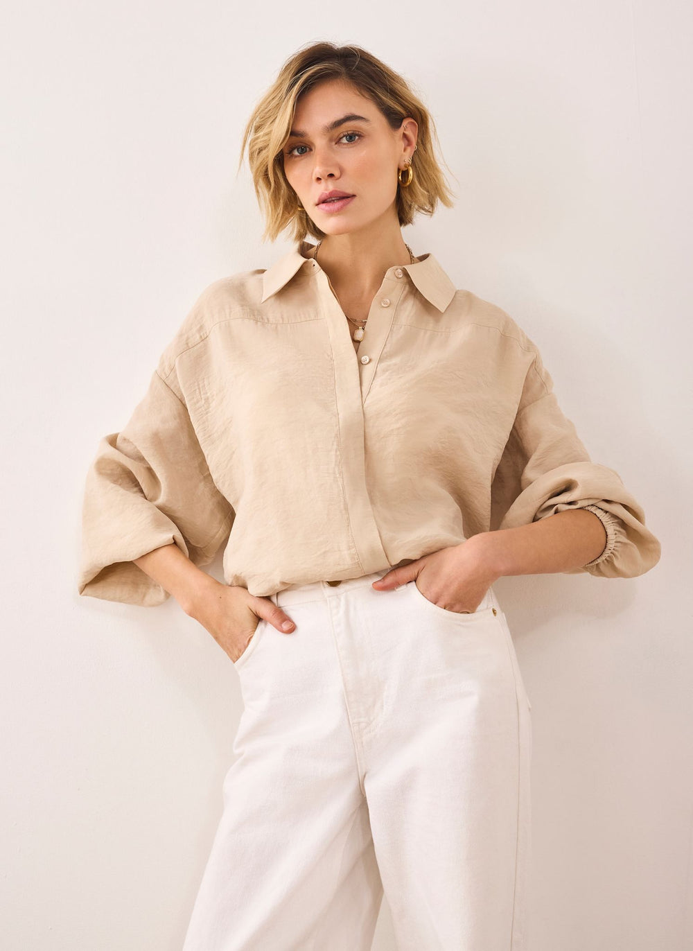 Neutral Long Sleeve Minimalist Shirt